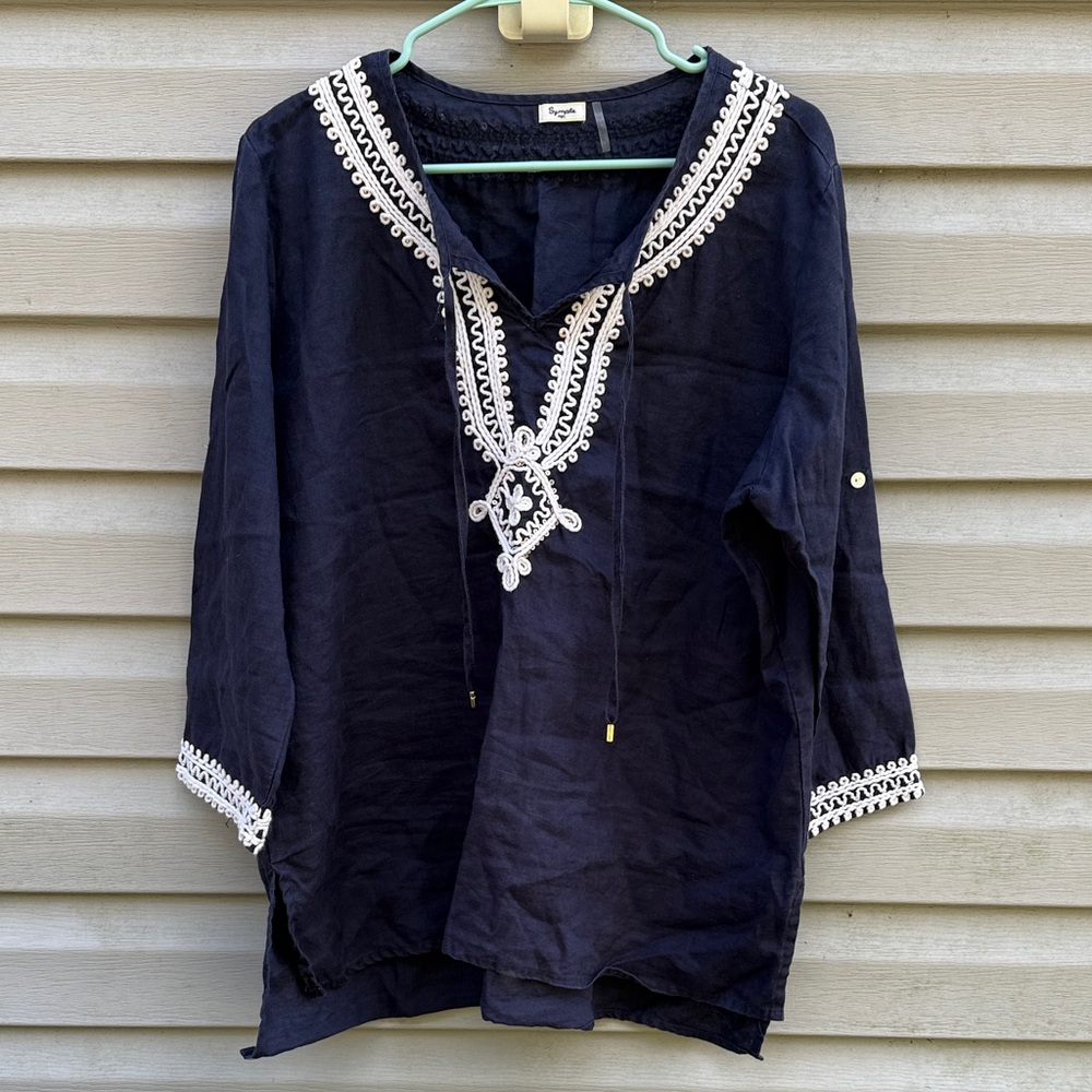 Sympli | 100% Linen Knit Tunic Top size Extra Large